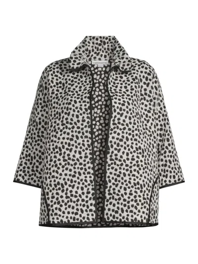 Shop Caroline Rose, Plus Size Women's Cheetah Jacquard Easy Jacket In Black Ivory