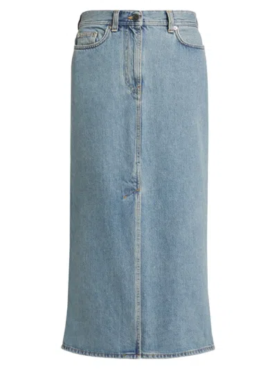 Shop Loulou Studio Women's Rona Denim Midi-skirt In Washed Light Blue