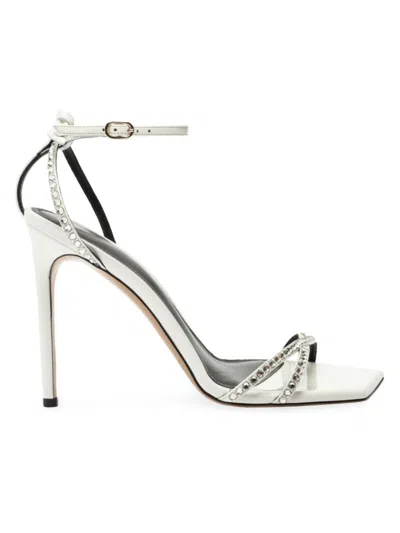 Shop Alexandre Birman Women's Skye 95mm Crystal-embellished Sandals In White