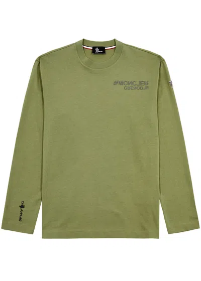 Shop Moncler Day-namic Logo Cotton Top In Green