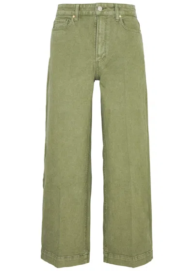 Shop Paige Anessa Wide-leg Jeans In Green