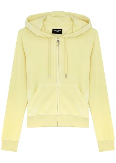 Shop Juicy Couture Robertson Hooded Velour Sweatshirt In Yellow