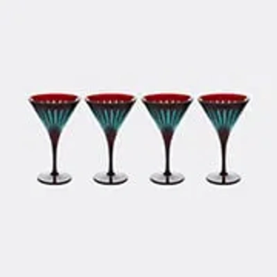 L'objet Prism Set Of 4 Martini Glasses In Bordeaux