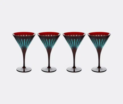 L'objet Prism Set Of 4 Martini Glasses In Bordeaux