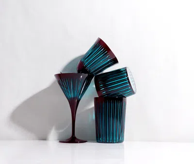 L'objet Prism Set Of 4 Martini Glasses In Bordeaux