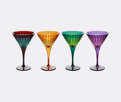 L'objet Prism Martini Glasses Set Of Four Multi In Amber/green/purple /bordeaux