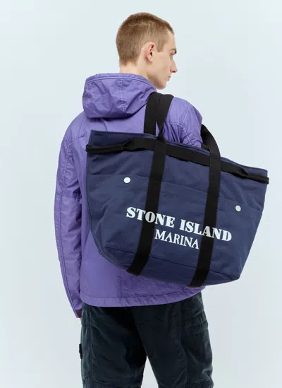 Shop Stone Island Marina Canvas Tote Bag In Navy