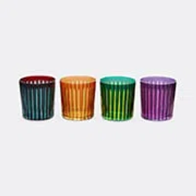 L'objet Prism Double Old Fashioned Glass Set In Amber/green/purple /bordeaux