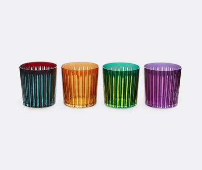 L'objet Prism Double Old Fashioned Glass Set In Amber/green/purple /bordeaux