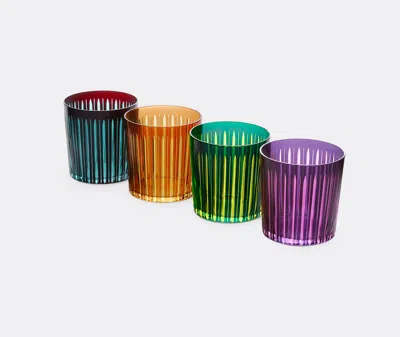 L'objet Prism Double Old Fashioned Glass Set In Amber/green/purple /bordeaux