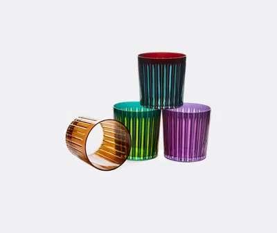 L'objet Prism Double Old Fashioned Glass Set In Amber/green/purple /bordeaux