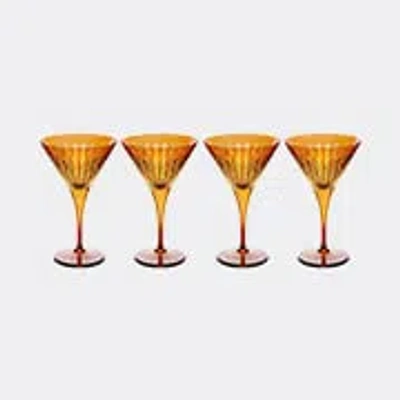 L'objet Set Of Four Prism Martini Glasses In Amber