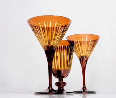 L'objet Set Of Four Prism Martini Glasses In Amber