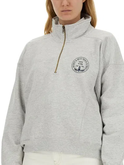 Shop Sporty And Rich Sporty & Rich Sweatshirt With Logo In Grey