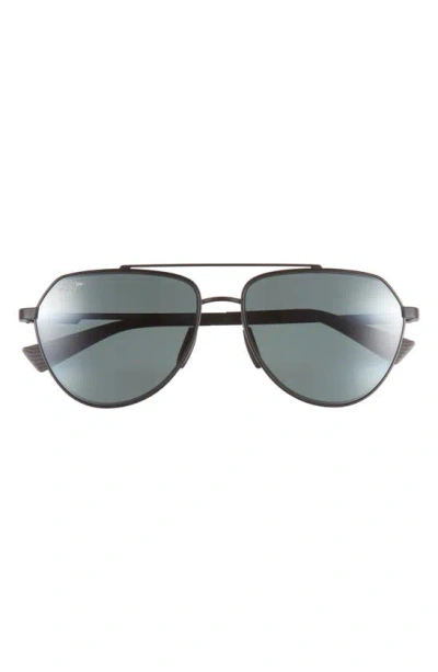 Shop Maui Jim Waiwai 59mm Polarizedplus2® Aviator Sunglasses In Matte Black W/ Grey