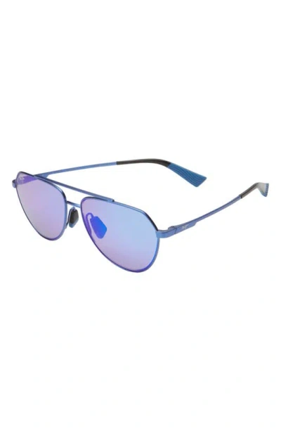 Shop Maui Jim Waiwai 59mm Polarizedplus2® Aviator Sunglasses In Matte Blue