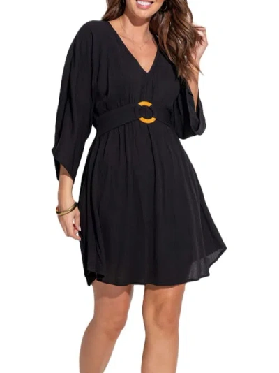 Shop Pour Moi Crinkle Ring Woven Cover-up In Black