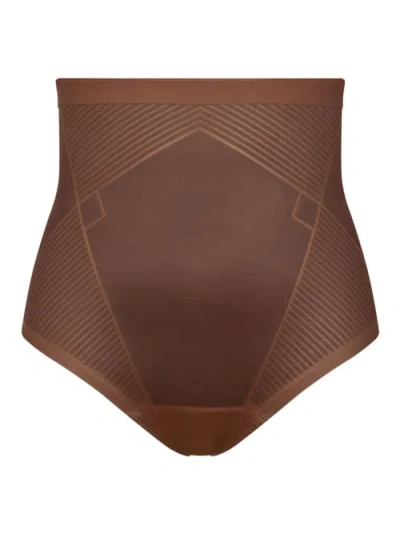 Shop Spanx Thinstincts 2.0 High-waist Shaping Thong In Chestnut Brown