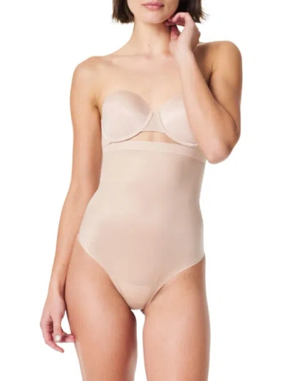 Shop Spanx Thinstincts 2.0 High-waist Shaping Thong In Champagne Beige