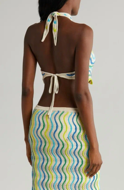 Capittana Jade Halter Crop Sweater Cover-up Top In Jade Multi