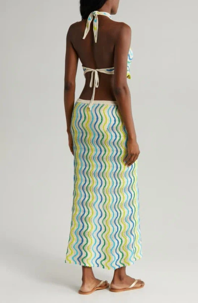 Capittana Jade Halter Crop Sweater Cover-up Top In Jade Multi