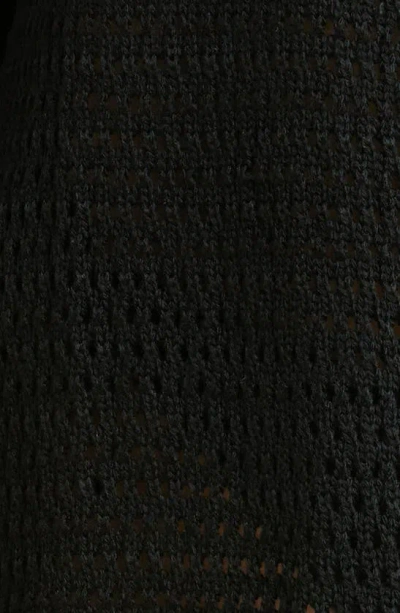 Elan Hooded Open Stitch Cover-up Cardigan In Black
