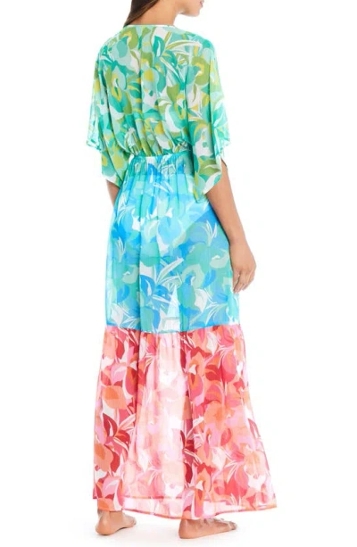 Shop Bleu By Rod Beattie Floral Print Cover-up Maxi Dress In Blue Multi