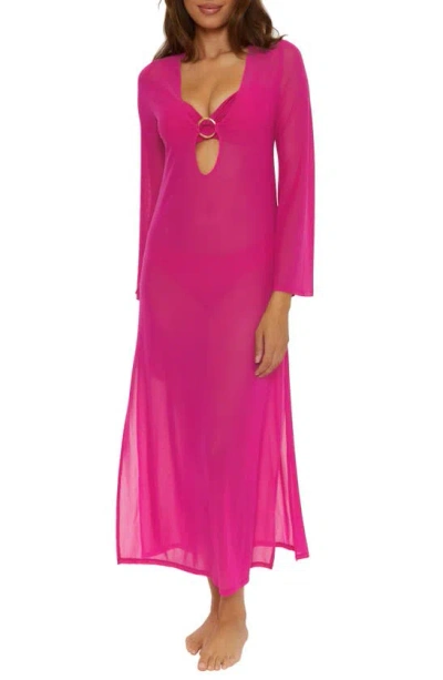 Shop Trina Turk Elaire Mesh Cover-up Maxi Dress In Sangria