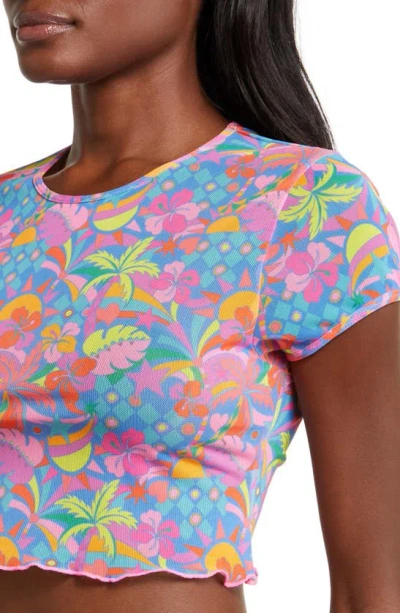 Shop Kulani Kinis Mesh Crop Cover-up T-shirt In Rio Rainbow