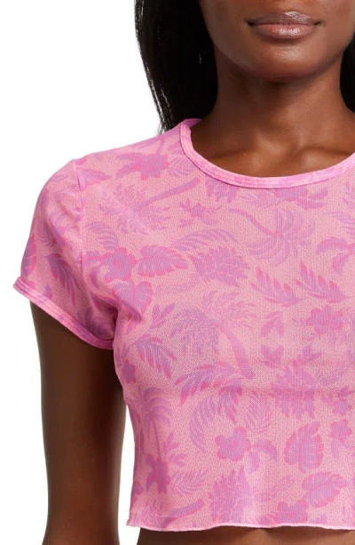 Shop Kulani Kinis Mesh Crop Cover-up T-shirt In Fuchsia Fever