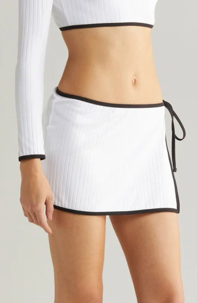 Shop Solid & Striped Rib Cover-up Miniskirt In Marshmallow