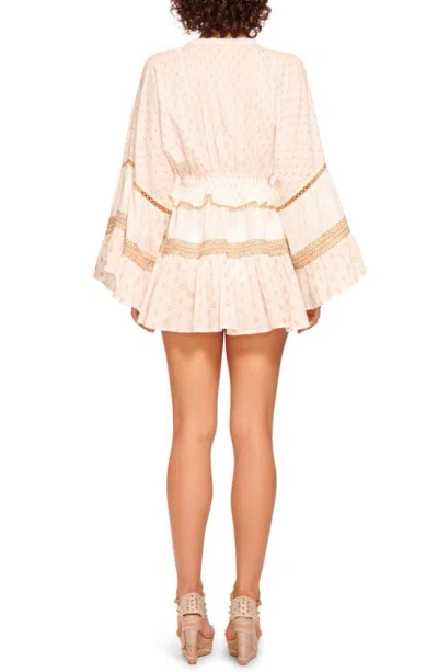 Shop Ramy Brook Maxine Clip Dot Long Sleeve Cover-up Minidress In White Cotton Lurex Mix