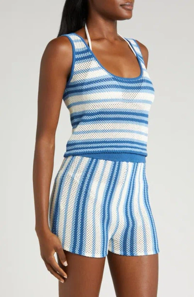 Shop Solid & Striped Charlie Stripe Cover-up Tank In Mariana Blue Stripe