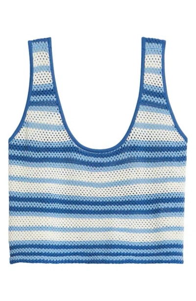 Shop Solid & Striped Charlie Stripe Cover-up Tank In Mariana Blue Stripe