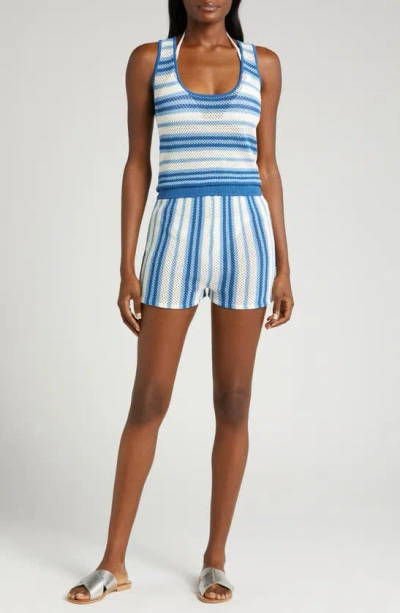 Shop Solid & Striped Charlie Stripe Cover-up Shorts In Mariana Blue Stripe