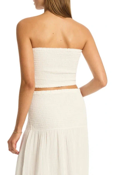 Shop Sea Level Sunset Strapless Cotton Gauze Cover-up Top In White