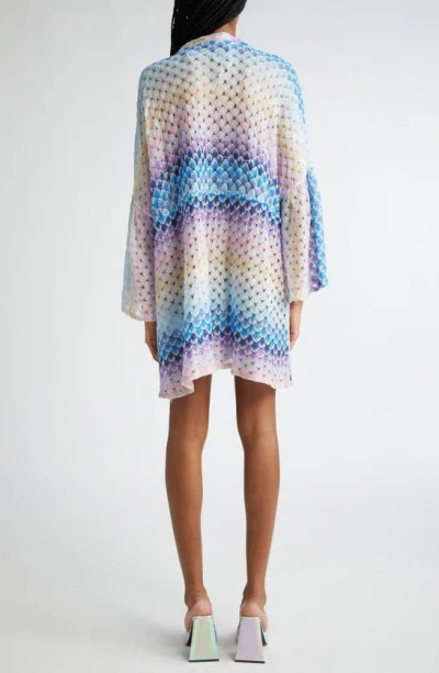 Shop Missoni Long Sleeve Textured Cover-up Dress In Degrade Blue Shades