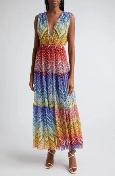 Shop Missoni Zigzag Sleeveless Cover-up Maxi Dress In Rainbow Multicolor Chevron