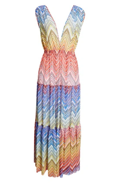 Shop Missoni Zigzag Sleeveless Cover-up Maxi Dress In Rainbow Multicolor Chevron