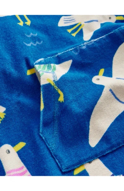 Shop Mini Boden Kids' Terry Cloth Hooded Cover-up In Directoire Blue Seagulls