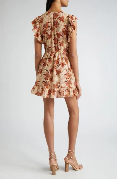 Shop Ulla Johnson Kalina Floral Flutter Sleeve Cover-up Minidress In Cactus Flower