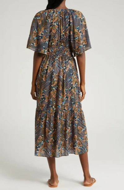 Shop Ulla Johnson Margo Flutter Sleeve Cotton Blend Cover-up Dress In Nocturne