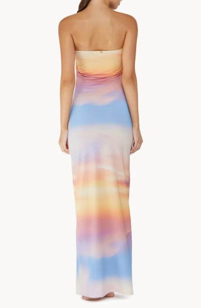 Shop Pq Swim Sofia Strapless Cover-up Maxi Dress In Sunset Sky