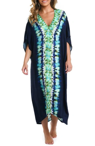 Shop La Blanca Seas Print Cover-up Caftan In Indigo