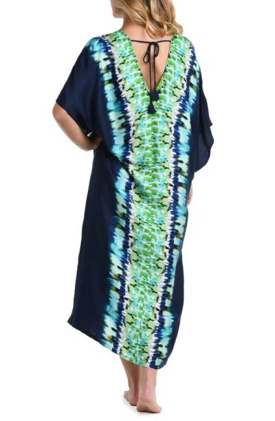 La Blanca Seas Tie-dye Maxi Caftan In Indigo