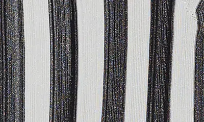 Shop Milly Asymmetric Zig Zag Metallic Sleeveless Knit Midi Dress In Black/ Ecru