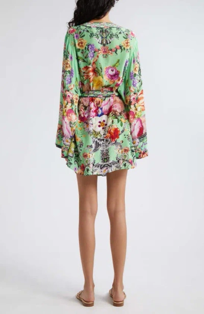 Shop Camilla Floral Silk Cover-up Wrap In Porcelain Dream