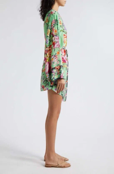 Shop Camilla Floral Silk Cover-up Wrap In Porcelain Dream