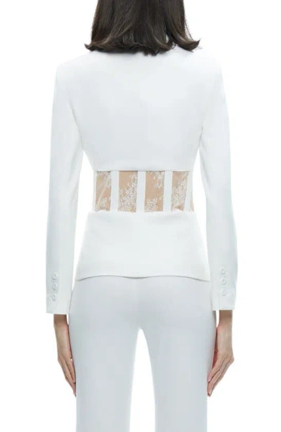 Shop Alice And Olivia Alexis Lace Corset Detail Blazer In Off White