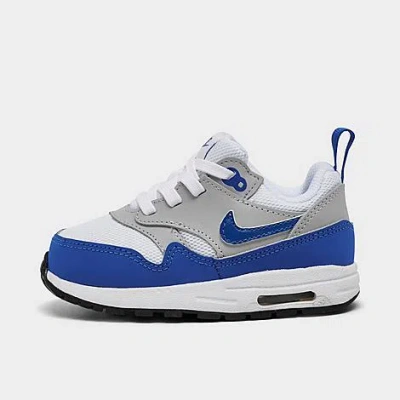 Shop Nike Kids' Toddler Air Max 1 Easyon Stretch Lace Casual Shoes (4c-7c) In White/game Royal/neutral Grey/black